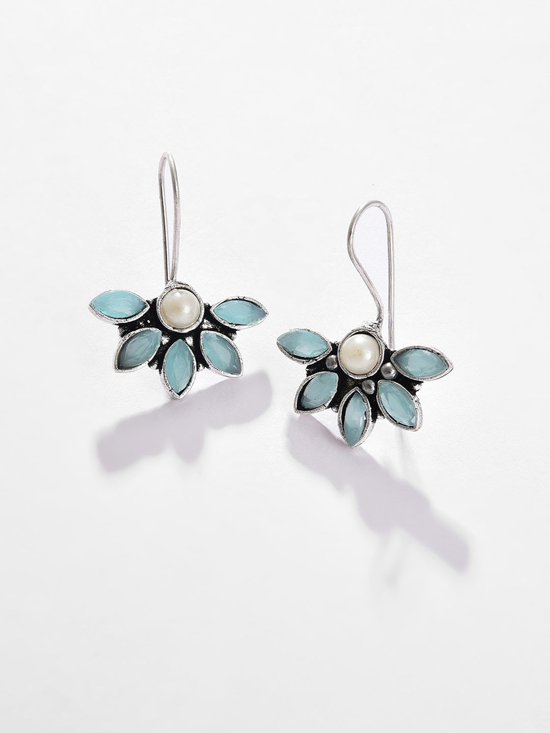 Silver Plated Designer Stone Drop Earring