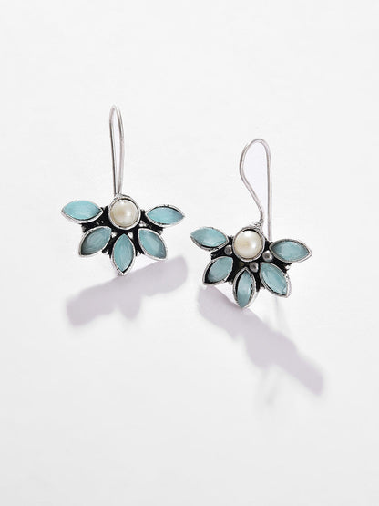 Silver Plated Designer Stone Drop Earring