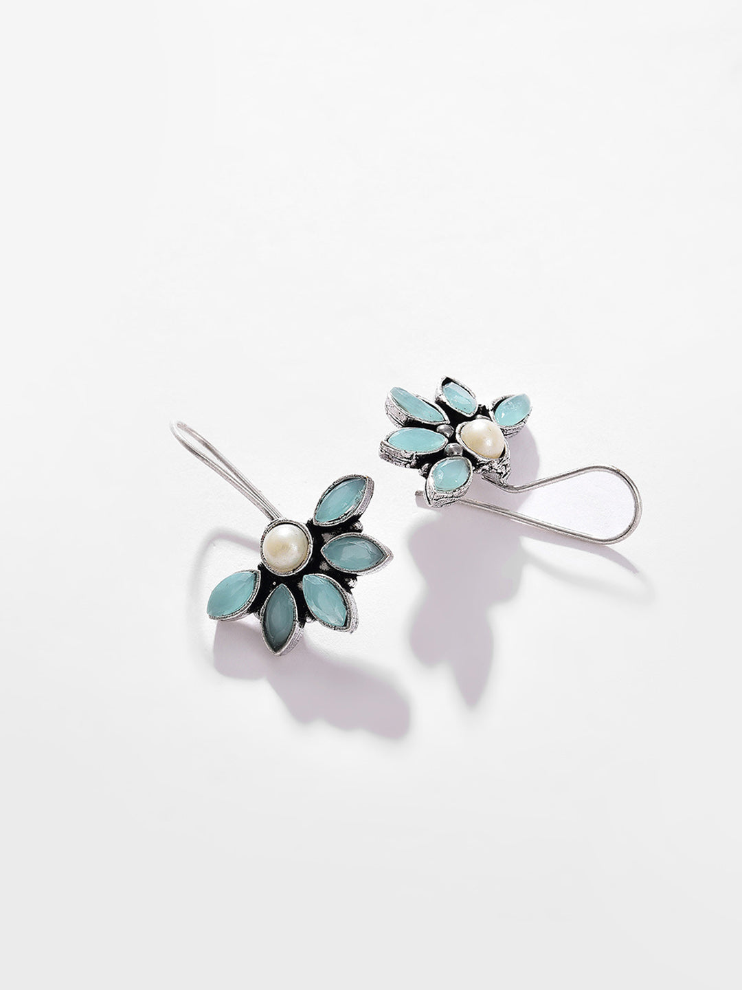 Silver Plated Designer Stone Drop Earring