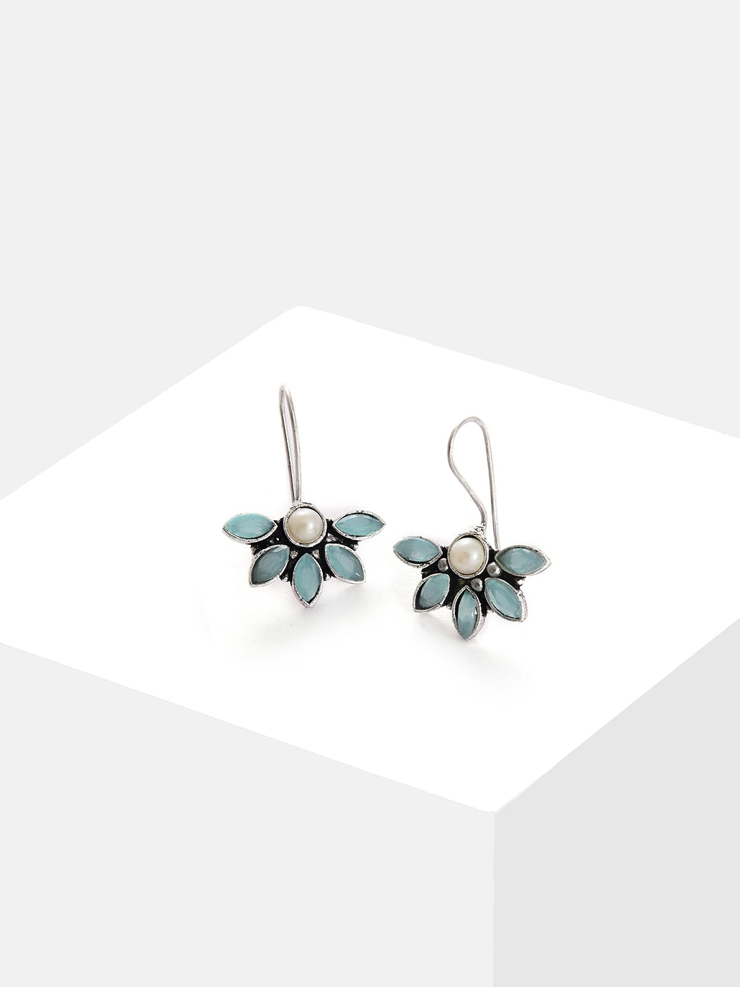 Silver Plated Designer Stone Drop Earring