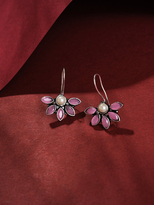 Silver Plated Designer Stone Drop Earring