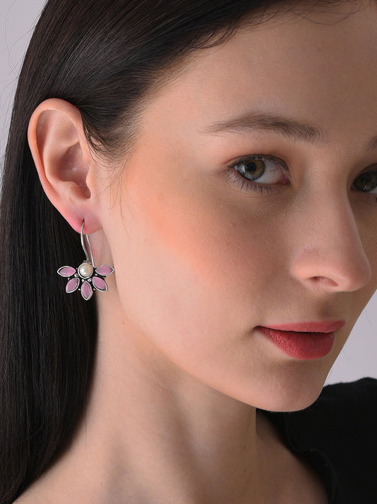 Silver Plated Designer Stone Drop Earring