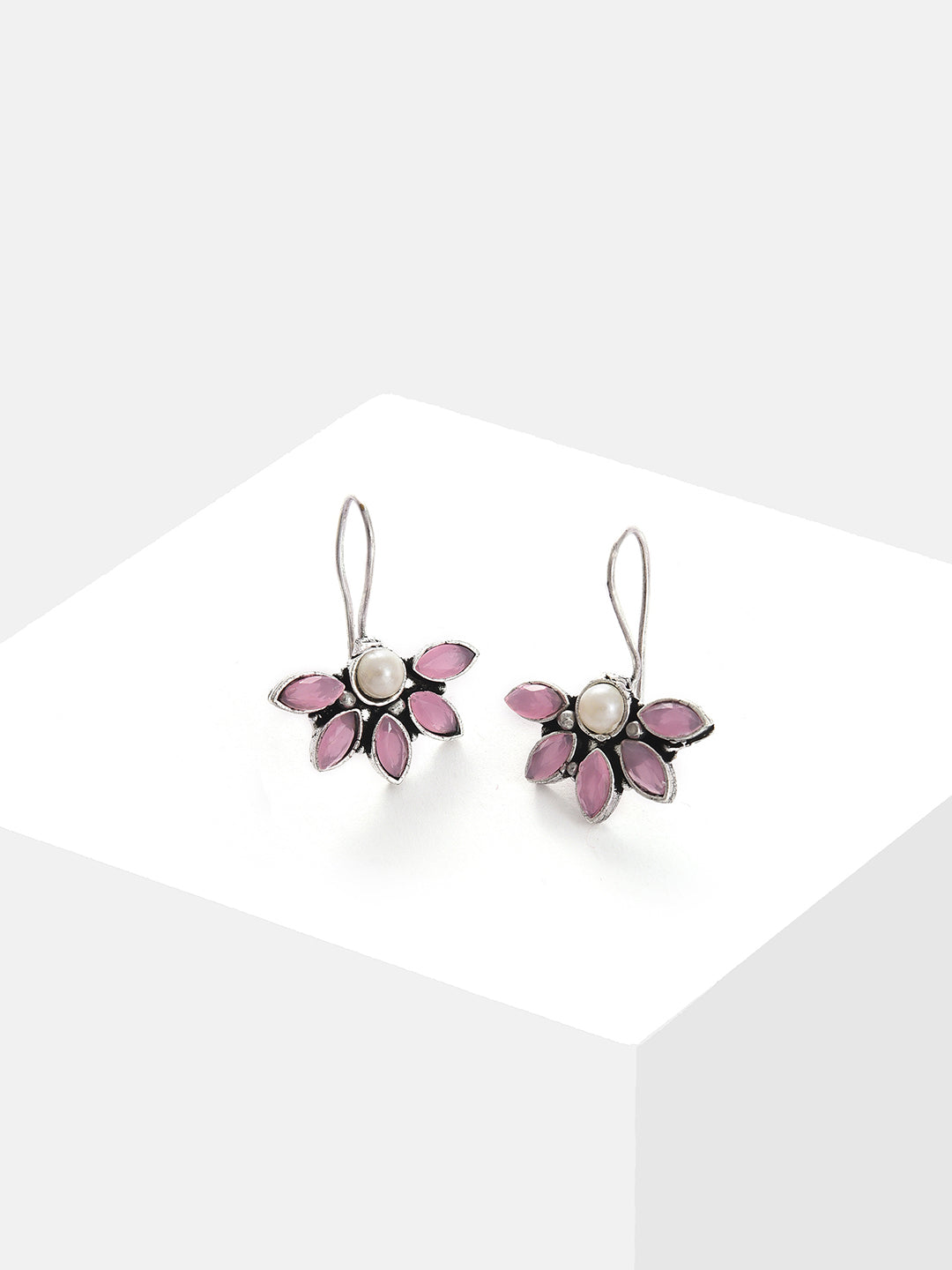 Silver Plated Designer Stone Drop Earring