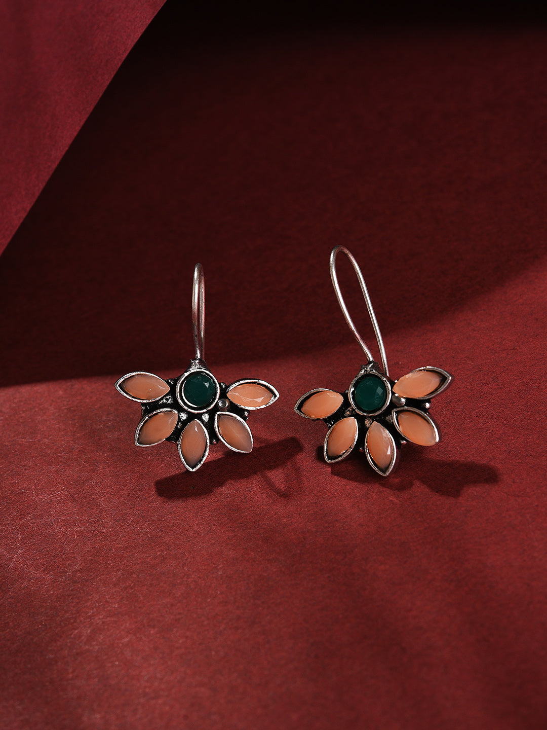 Silver Plated Designer Stone Drop Earring