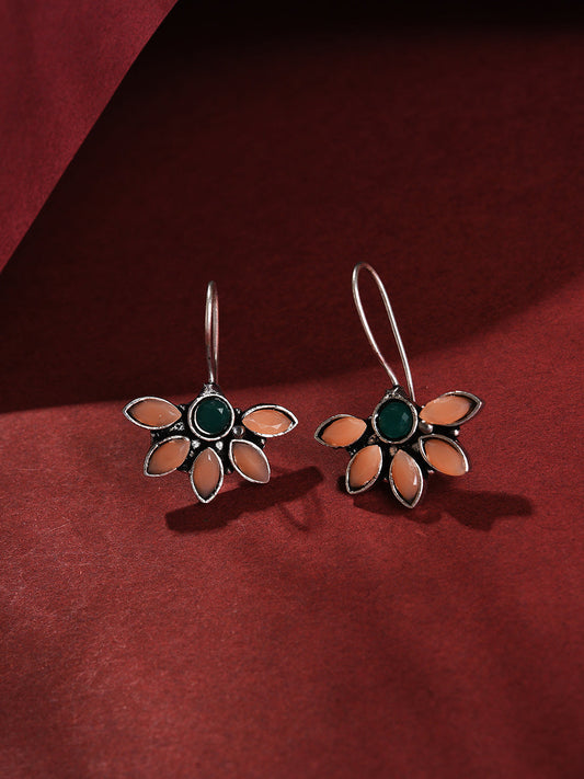 Silver Plated Designer Stone Drop Earring