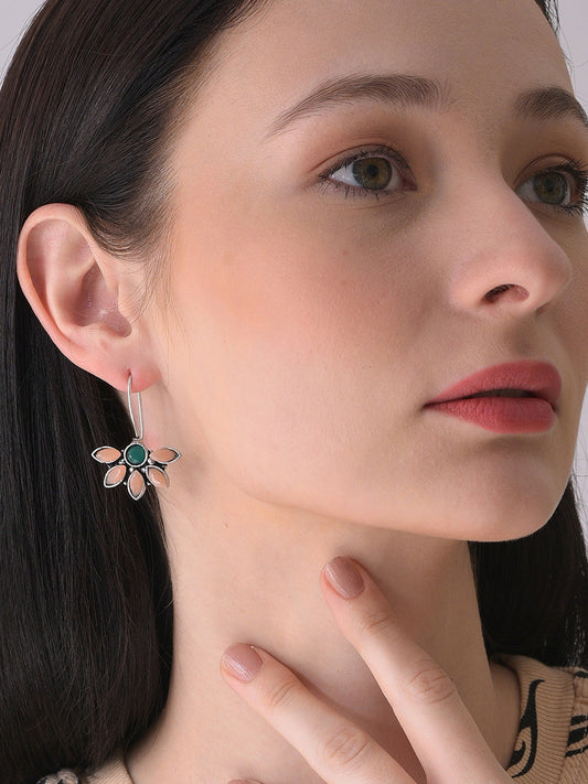 Silver Plated Designer Stone Drop Earring