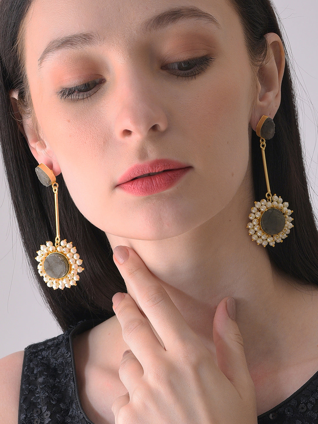Gold Plated Pearls Drop Earring