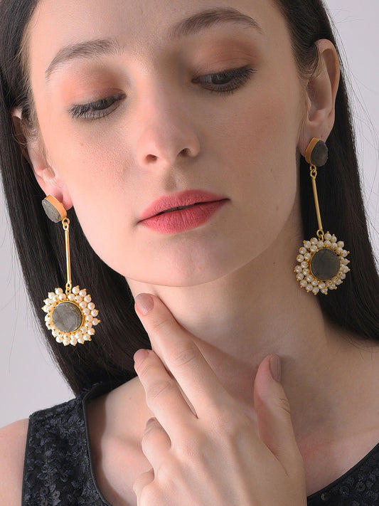 Gold Plated Pearls Drop Earring