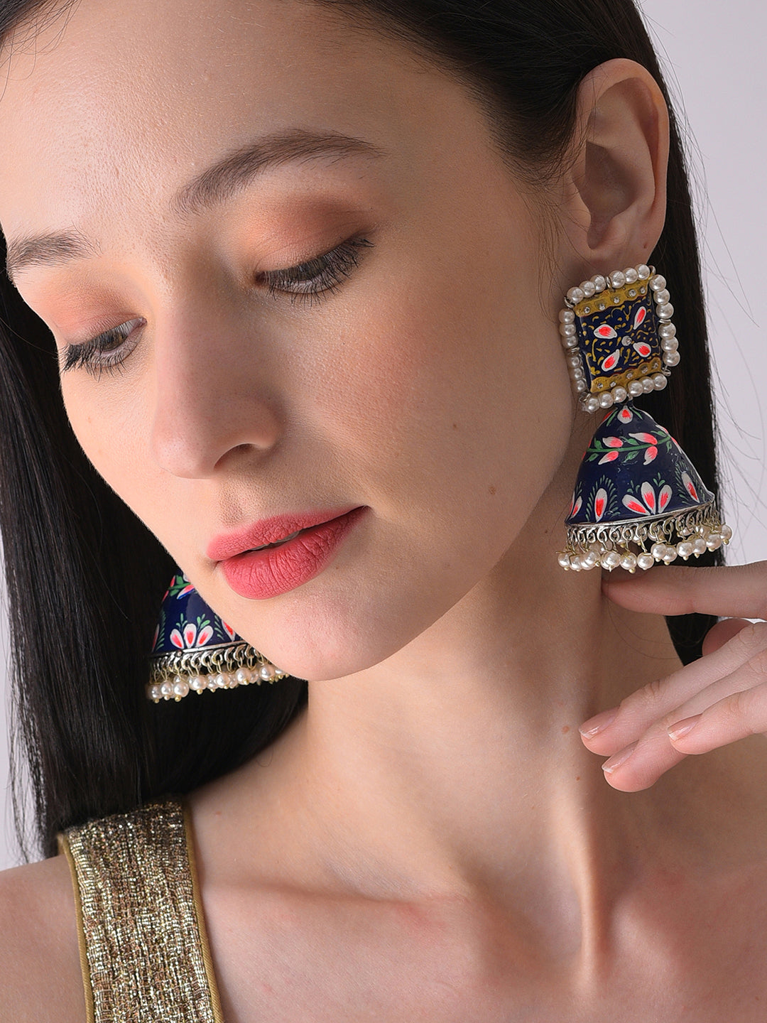 Gold Plated Beaded Jhumka