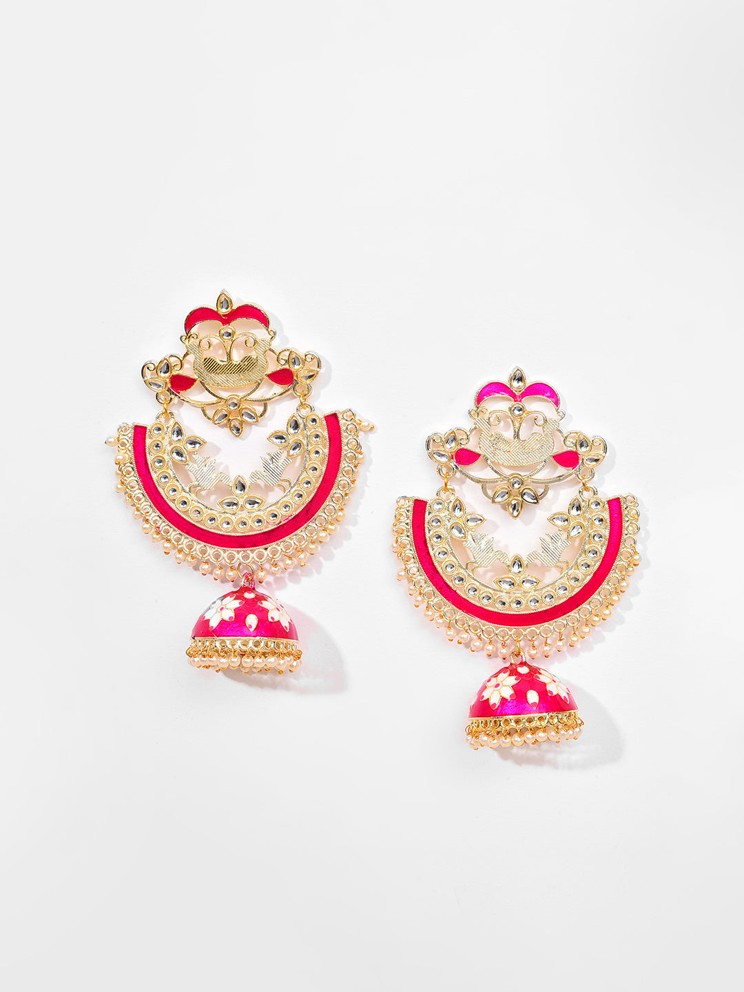 Gold Plated Designer Stone Beaded Drop Earring