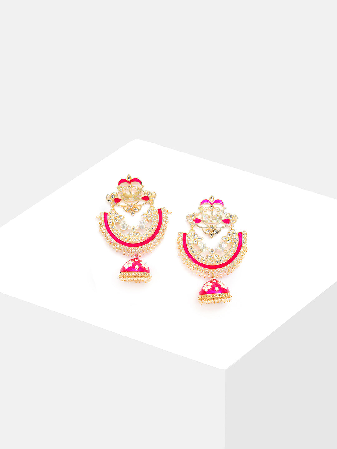 Gold Plated Designer Stone Beaded Drop Earring