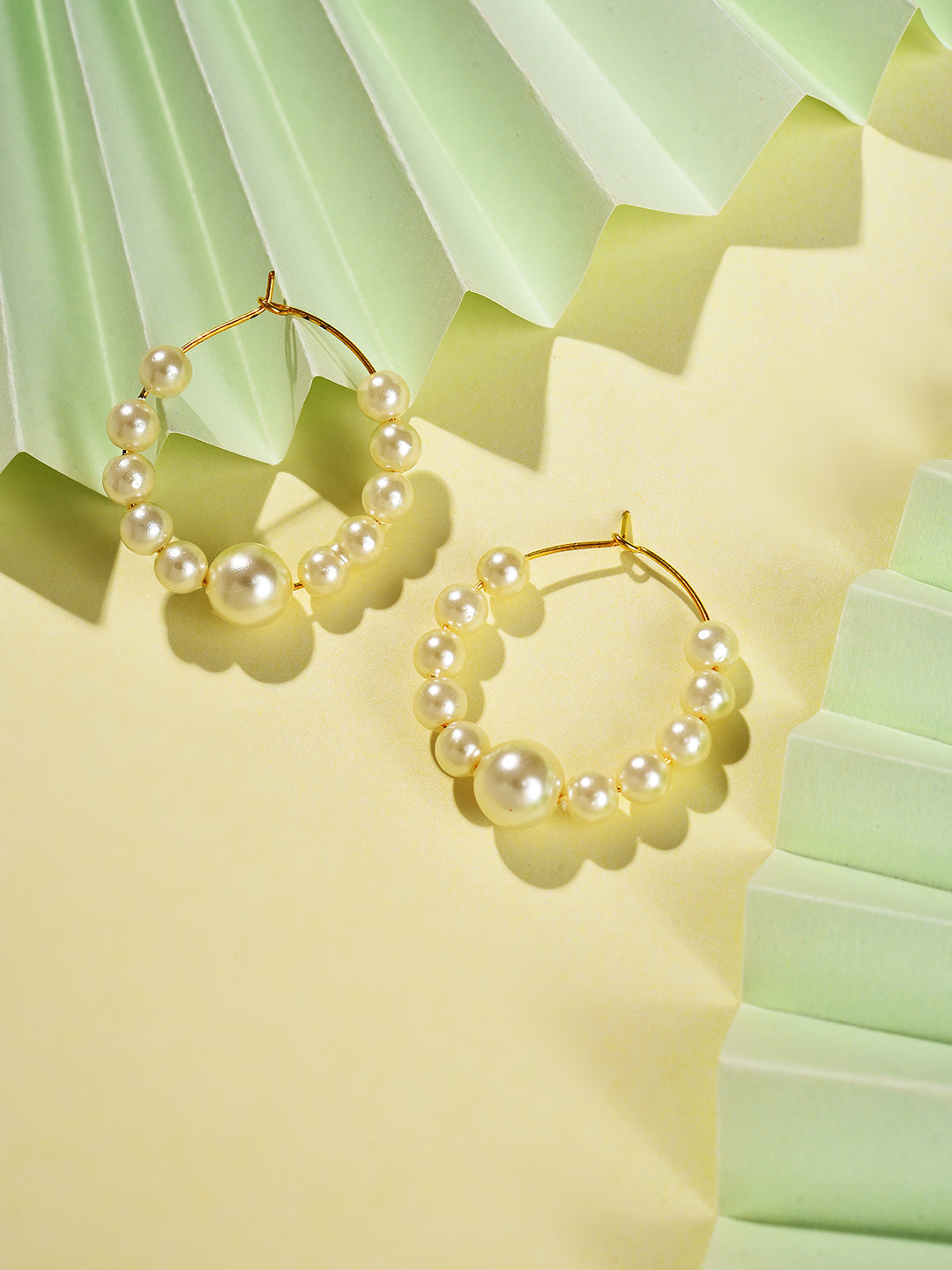 Gold Plated Pearls Hoop Earring