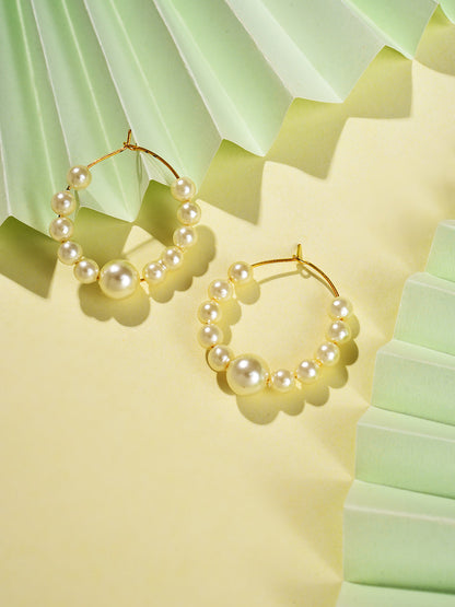 Gold Plated Pearls Hoop Earring