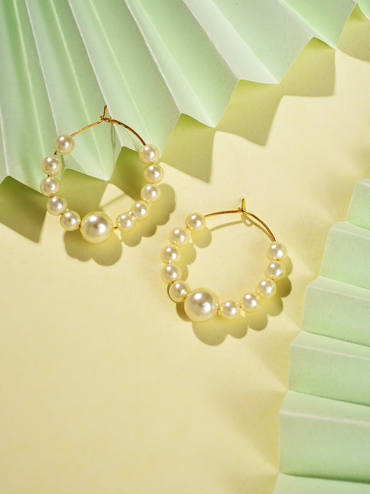 Gold Plated Pearls Hoop Earring
