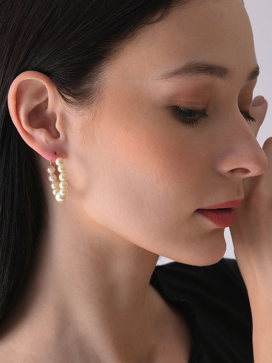 Gold Plated Pearls Hoop Earring