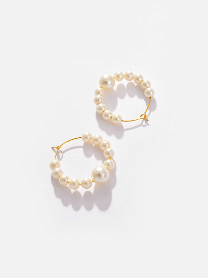 Gold Plated Pearls Hoop Earring