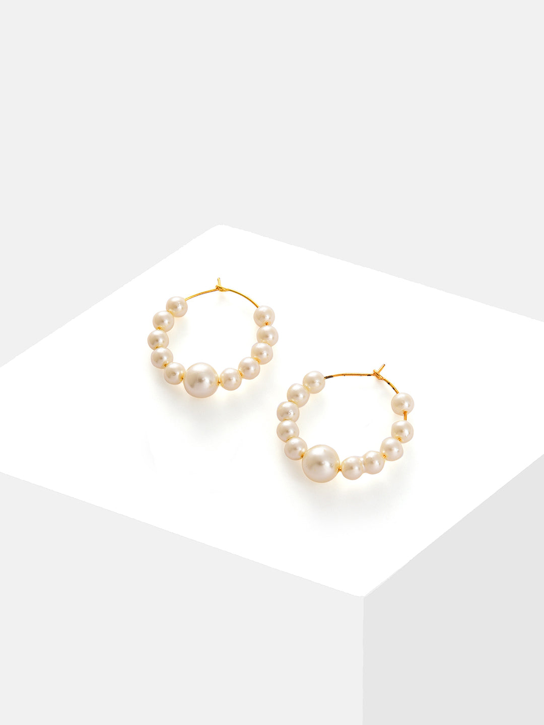 Gold Plated Pearls Hoop Earring