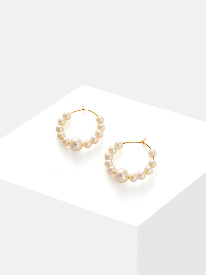 Gold Plated Pearls Hoop Earring