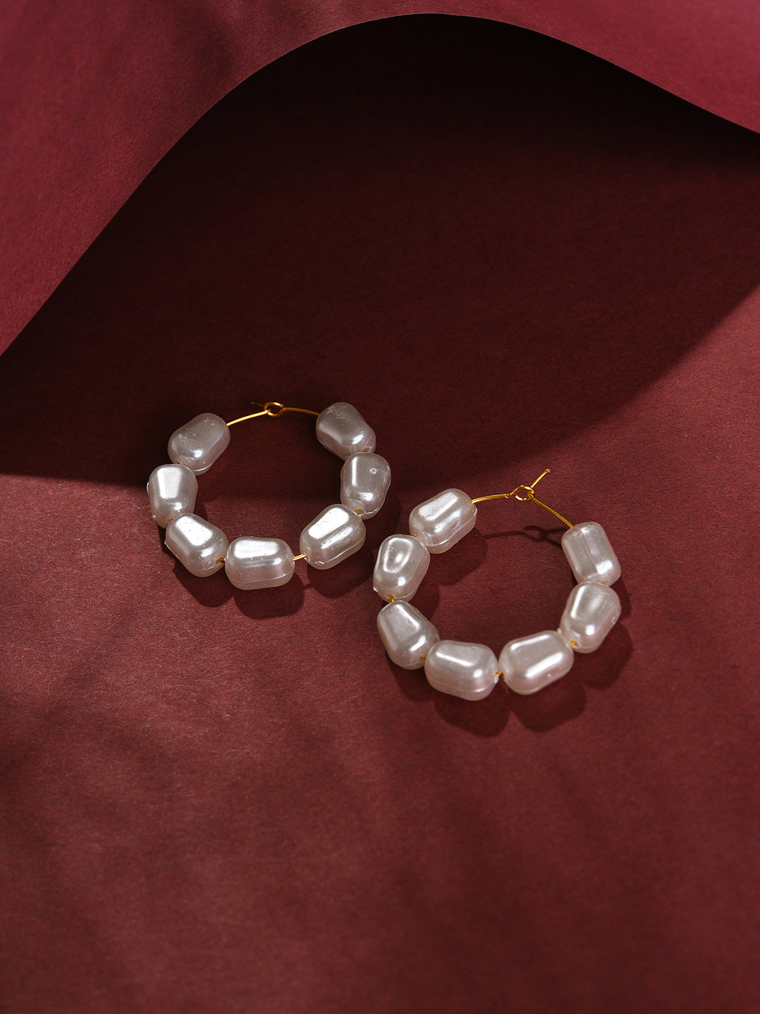 Gold Plated Pearls Hoop Earring