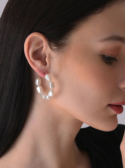Gold Plated Pearls Hoop Earring