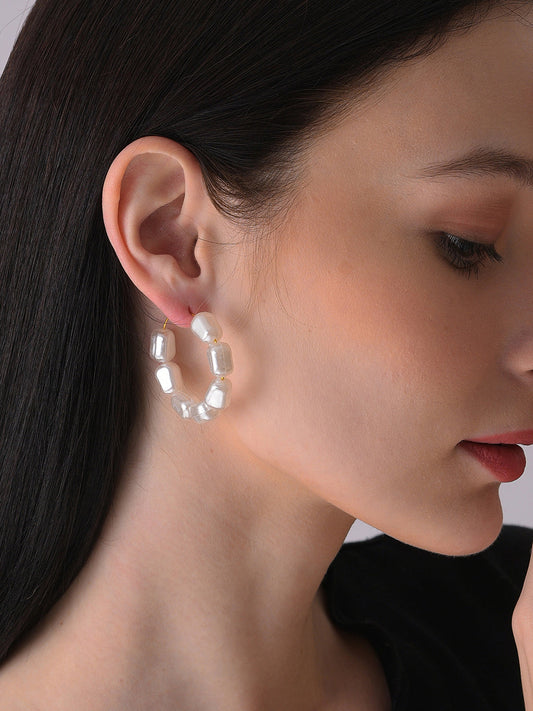 Gold Plated Pearls Hoop Earring