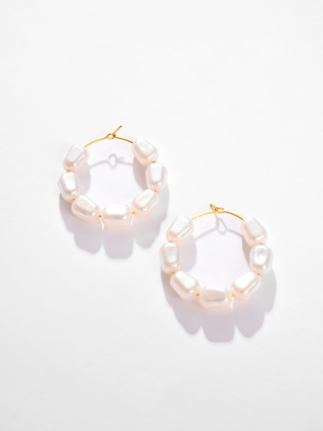 Gold Plated Pearls Hoop Earring