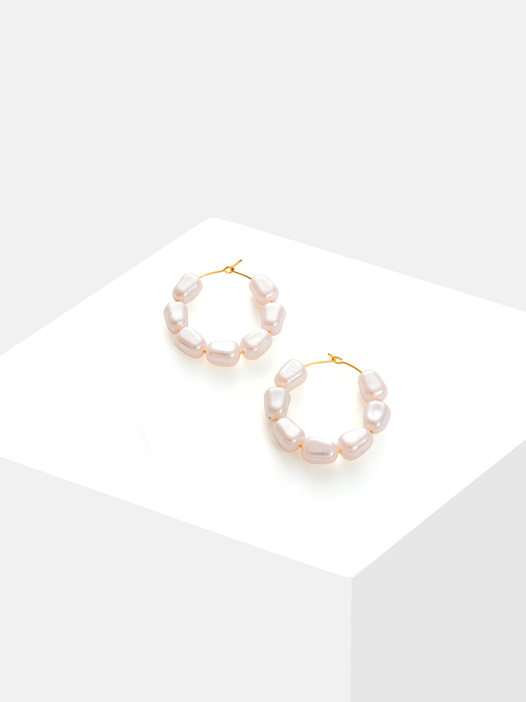 Gold Plated Pearls Hoop Earring