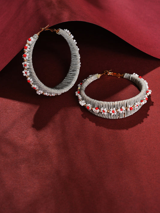 Gold Plated Beaded Hoop Earring