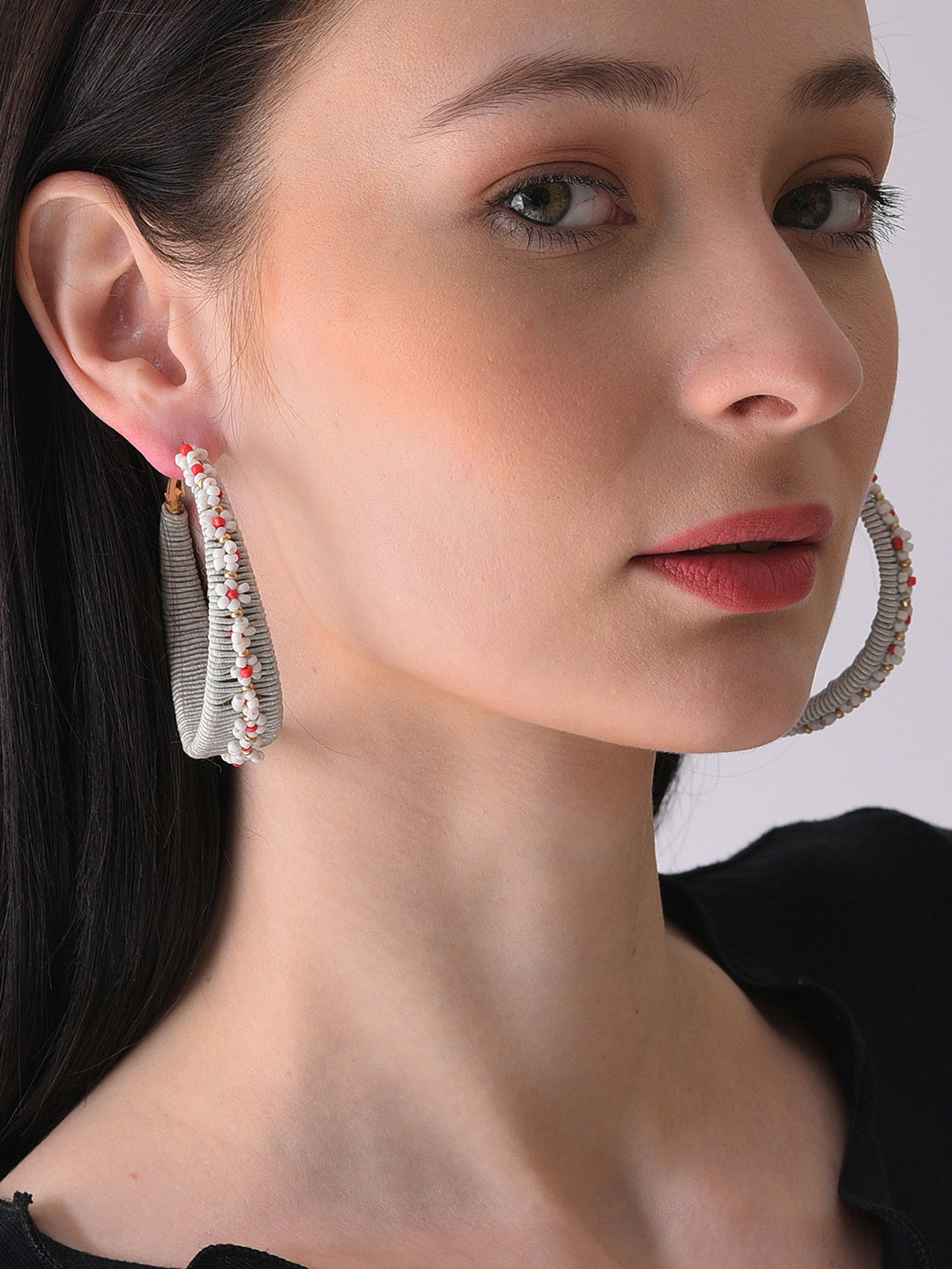 Gold Plated Beaded Hoop Earring