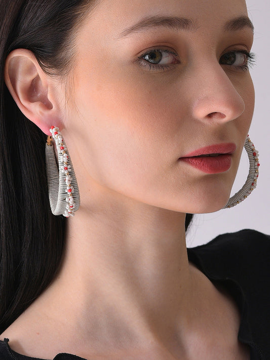 Gold Plated Beaded Hoop Earring
