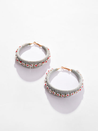 Gold Plated Beaded Hoop Earring