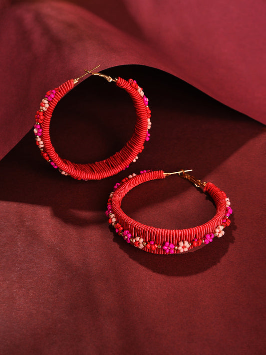 Gold Plated Beaded Hoop Earring