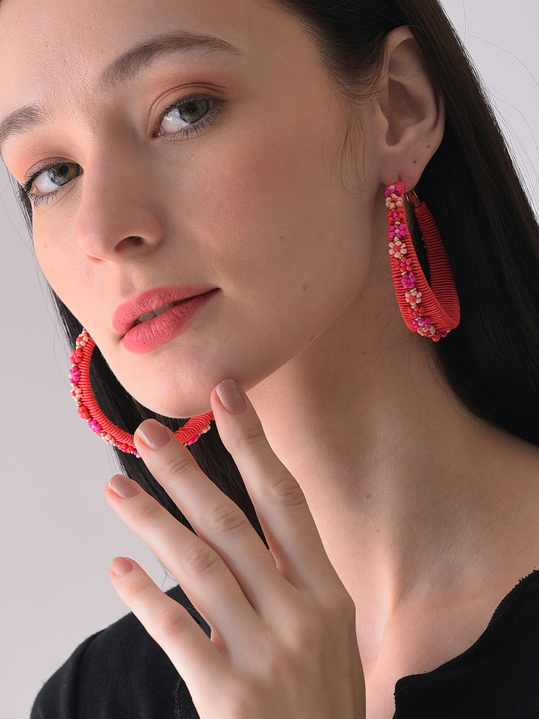 Gold Plated Beaded Hoop Earring
