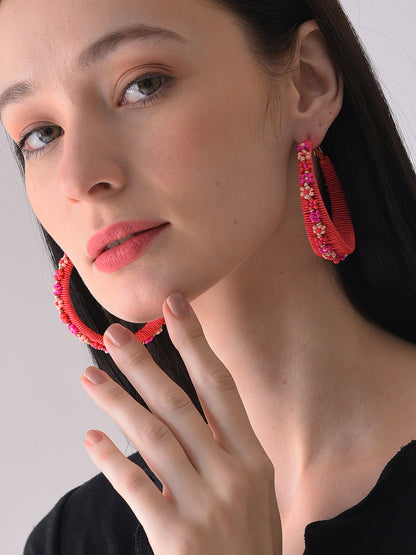 Gold Plated Beaded Hoop Earring