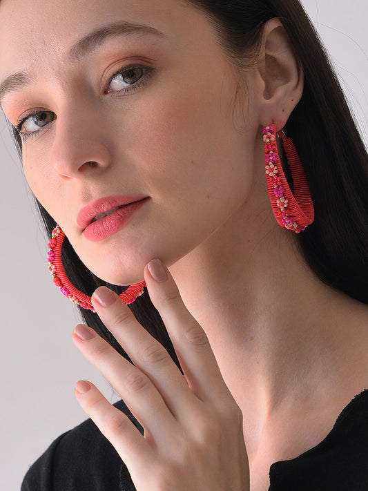 Gold Plated Beaded Hoop Earring