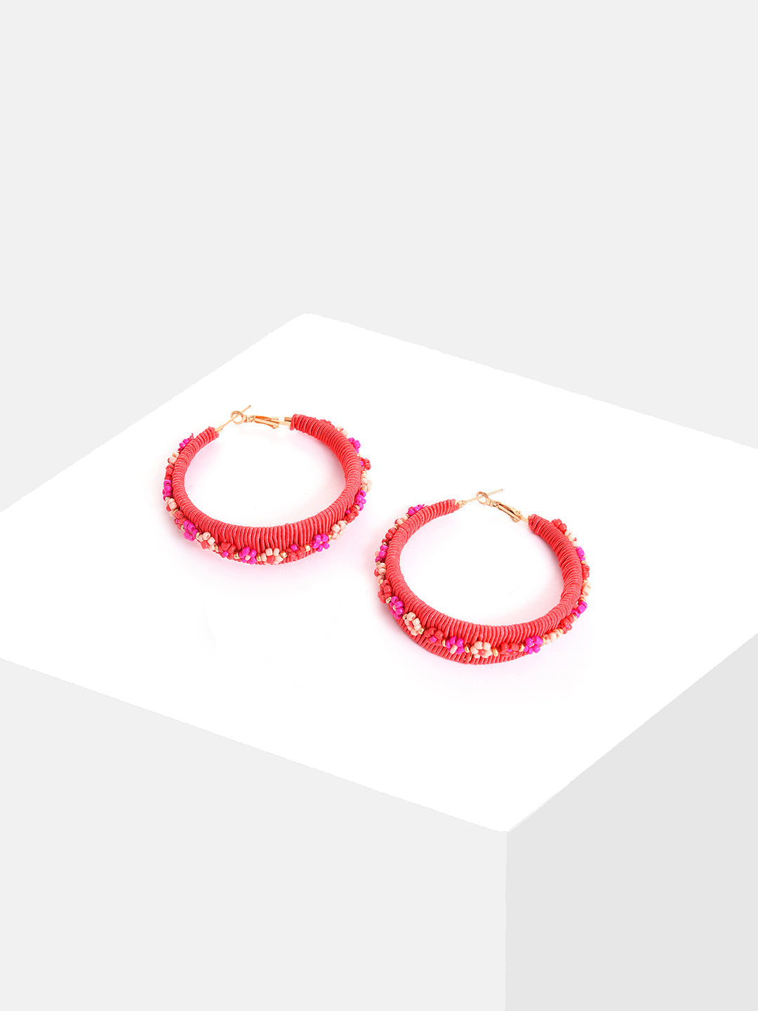 Gold Plated Beaded Hoop Earring
