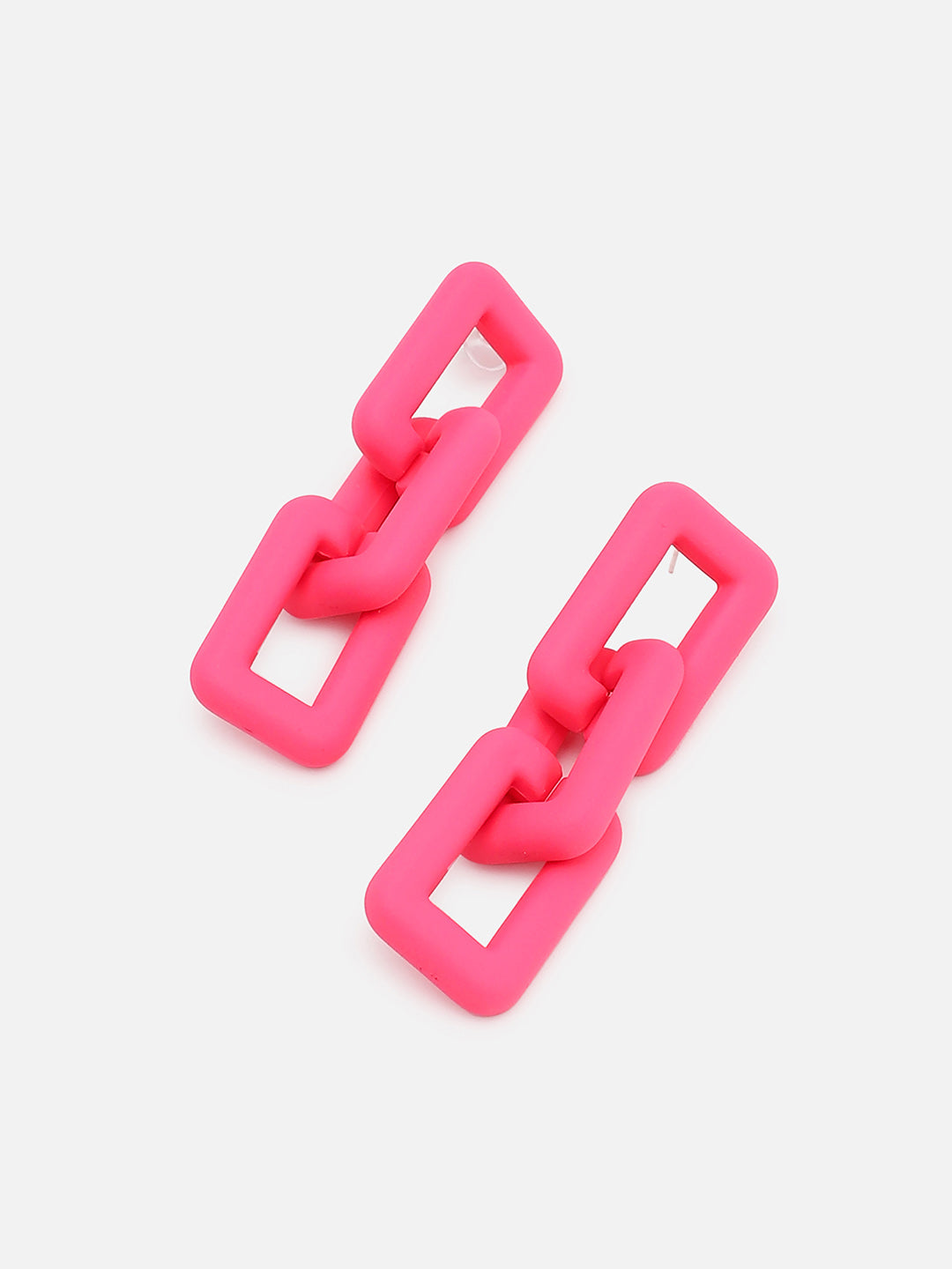 Sohi Pink Chain Link Statement Earrings