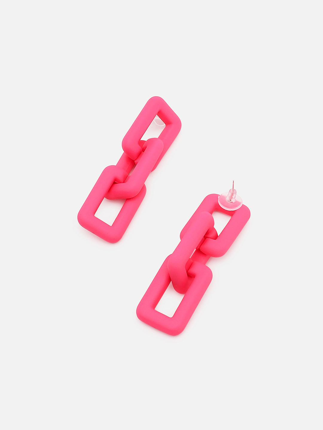 Sohi Pink Chain Link Statement Earrings