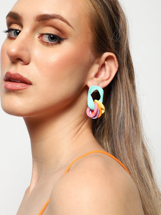 Sohi Multicolour Chain Link Drop Earrings