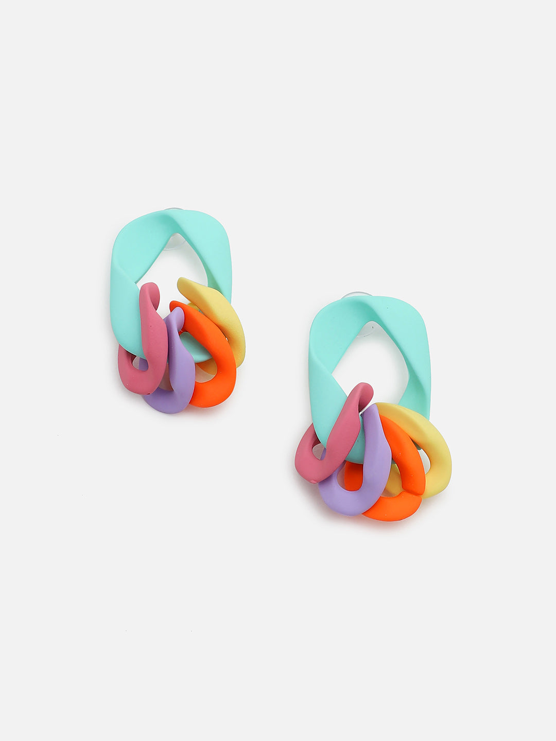 Sohi Multicolour Chain Link Drop Earrings