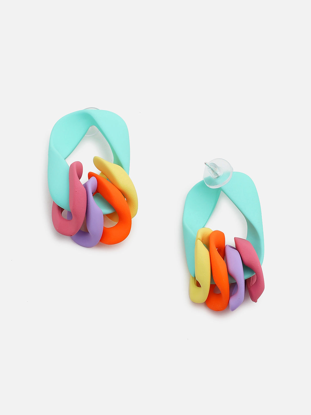 Sohi Multicolour Chain Link Drop Earrings