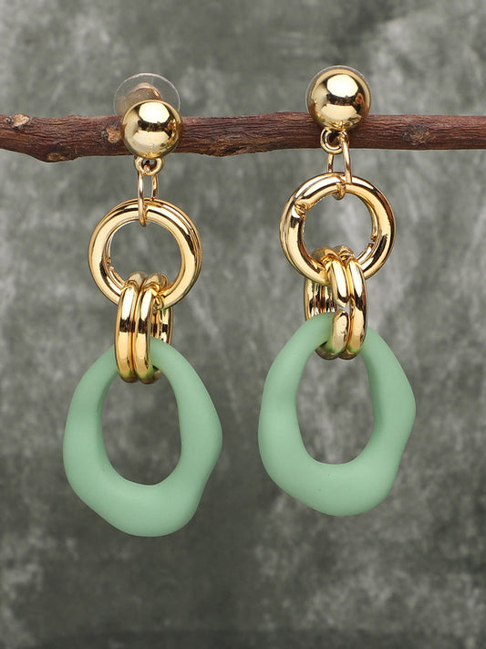 Sohi Gold Plated Green Drop Earrings