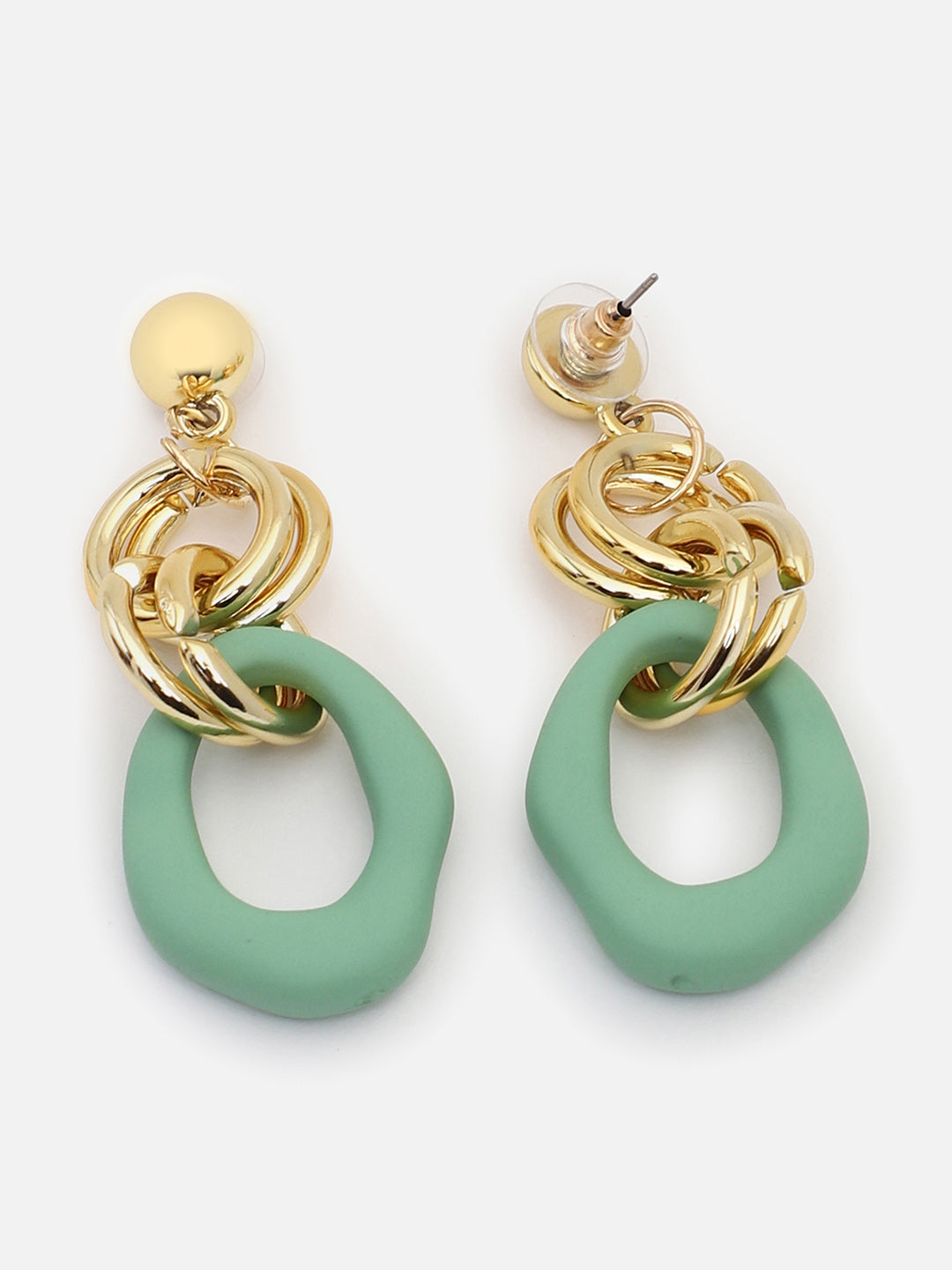 Sohi Gold Plated Green Drop Earrings