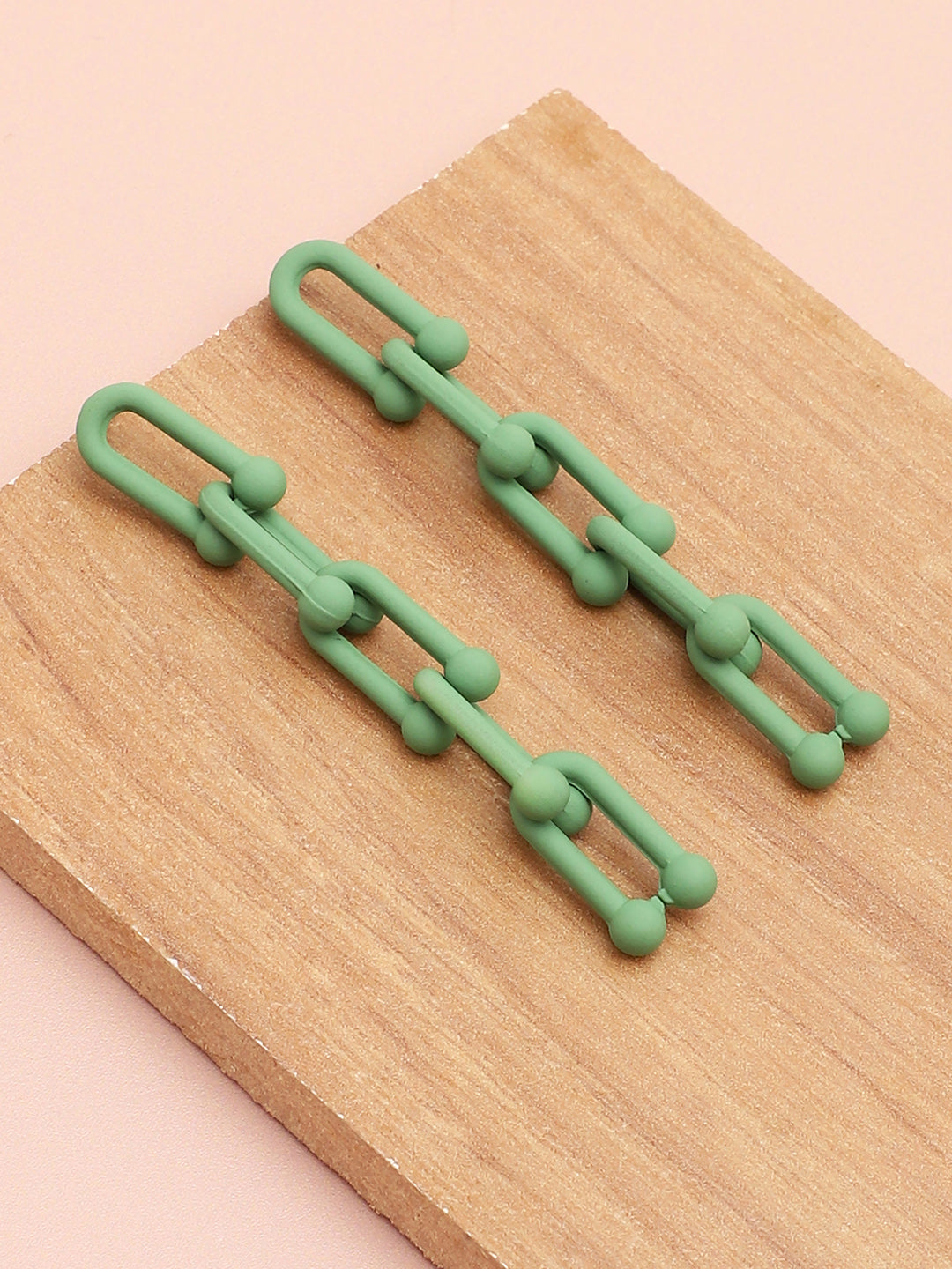 Sohi Green Chain Link Statement Earrings