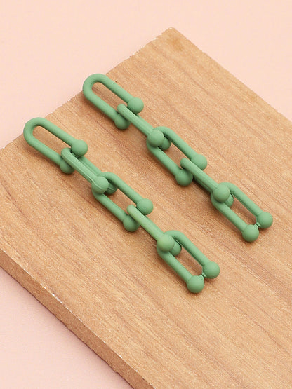 Sohi Green Chain Link Statement Earrings