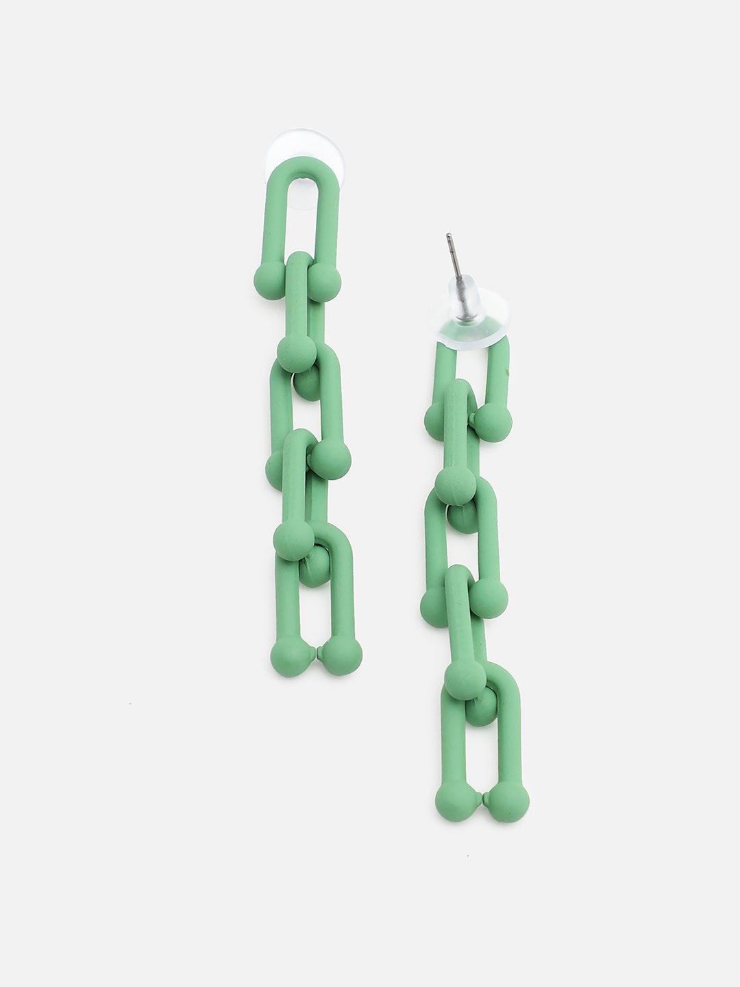Sohi Green Chain Link Statement Earrings