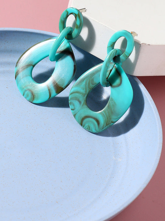 Sohi Green Colour Statement Drop Earring