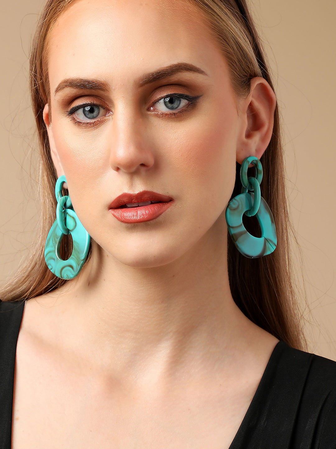 Sohi Green Colour Statement Drop Earring