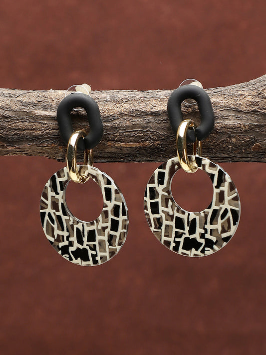 Sohi Black & White Drop Earrings
