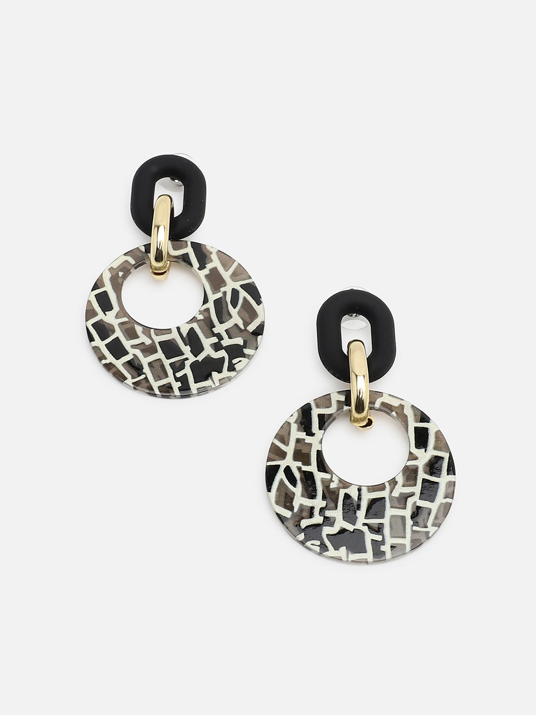 Sohi Black & White Drop Earrings